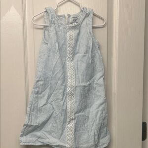 Crown & Ivy Light Blue Striped Kids Dress with Lace